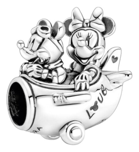 Dije Plata S925 Mickey Y Minnie Mouse Avión Disney Premium