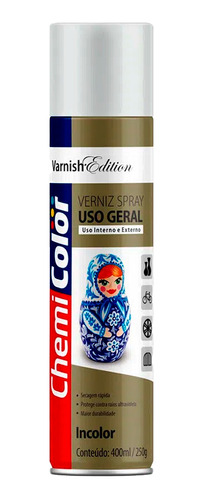 Spray Verniz Uso Geral Incolor Brilhante Chemicolor 400ml