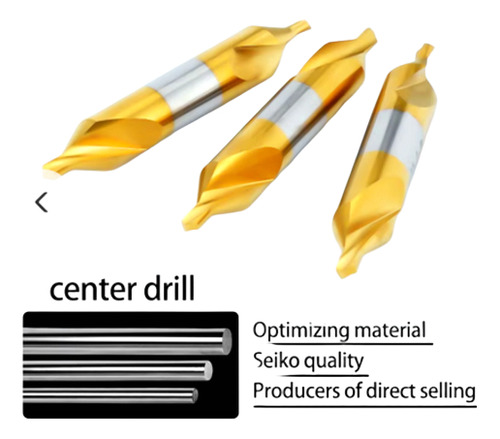 Broca De Centros 60° Hss 2.5mm Con Recubrimiento Tin (10pc)
