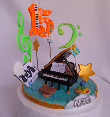 Adorno De Torta Con Número Vela Nombre Piano De Cola Y Más Piano De Cola