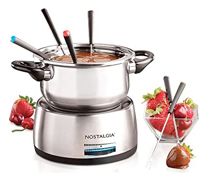 Olla Fondue Eléctrica De Acero Inoxidable 6 Tazas Con