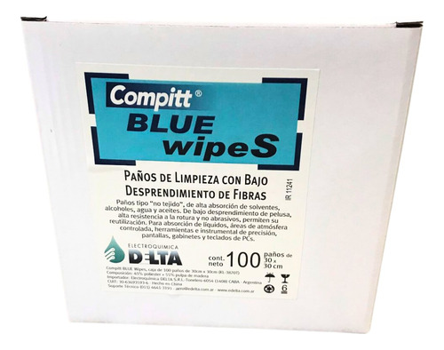 Paño De Limpieza Compitt Blue Wipes Caja 100u Delta 