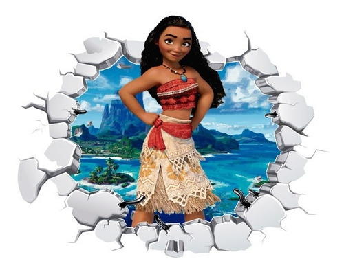 Vinilo Decorativo 3d Princesa Moana 01, Sticker Gigante