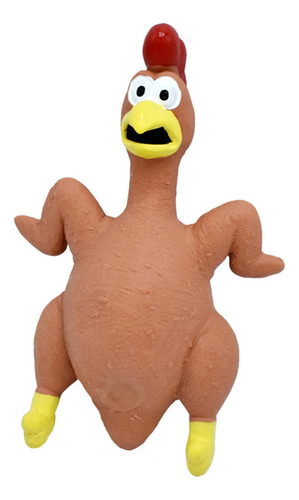 Pollo De Goma Con Sonido, Novedad, Divertido Juego Marrón