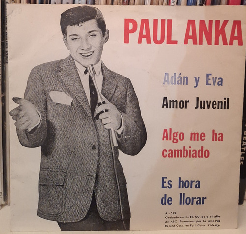 Paul Anka - Adán Y Eva +3 - Ep Argentino C /tapa 1960 Nm (d)