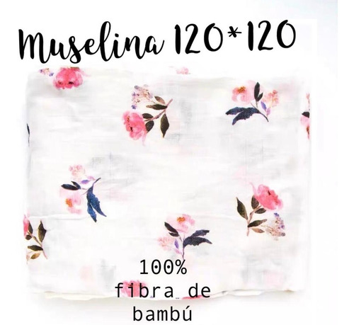 Muselina 120x120 - 100% Fibra De Bambú - Tuto O Manta Rosas