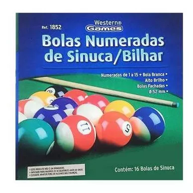 Jogo Bolas Bilhar Sinuca Numeradas 52 Mm - 15 Bolas + Branca