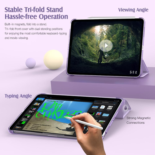 Smart Case Moko Para iPad Air6 11 M2 2024 A2902 A2903 Purple