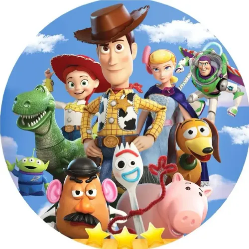 Painel Toy Story Redondo 50x50 Woody Jessie Buzz C/ Elástico