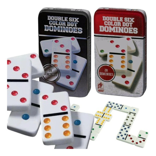 Domino Piedra Puntos De Colores Estuche De Lata Con Relieve 