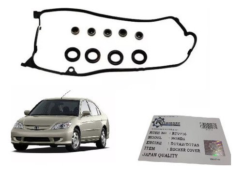 Empacadura Tapa Valvula Civic D17 1.7 7ma Gen C/sellos Bujia