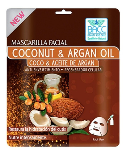 Máscara Coco Y Aceite De Argán Rostro - g a $300