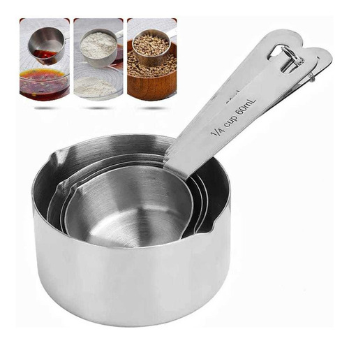 Hx Set 4 Cucharas Medidora Reposteria Acero Inoxidable