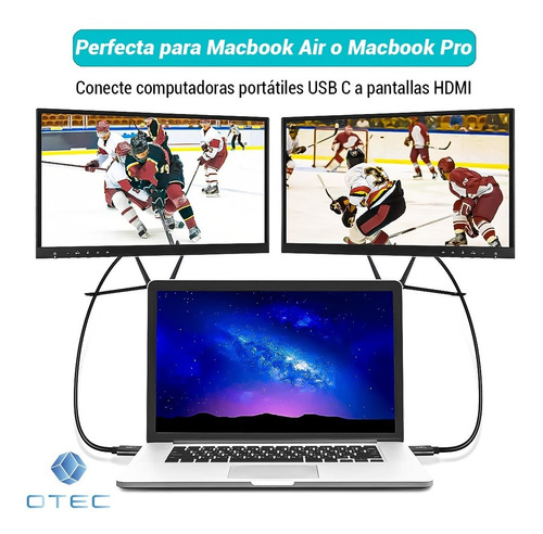Imagen 6 de 10 de Cable Adaptador Usb Tipo C A Hdmi 1.8m - Mac Samsung - Otec