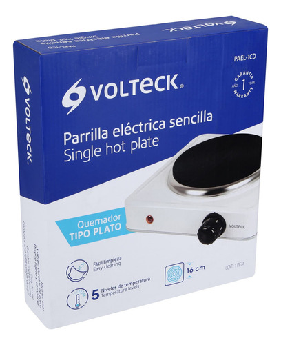 Parrilla Electrica Sencilla Tipo Disco Voltech 49989 Blanco