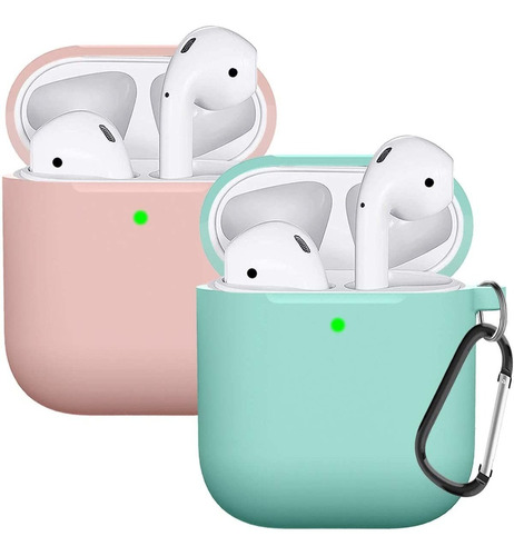 Funda D/silicona P/estuche D/AirPods 1 Y 2 - Rosa Y Turquesa