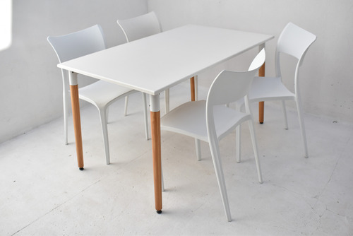 Combo Comedor Eames Mesa 1,40 X 80 Y 4 Sillas Verona