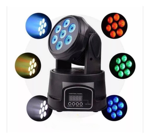 Mini Moving Head Wash 7 Led 10w Quadriled Rgbw Dmx Festa Dj