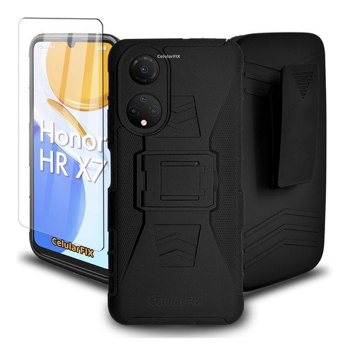 Funda Protector P/ Honor X7, Uso Rudo Clip C/ Mica Cristal