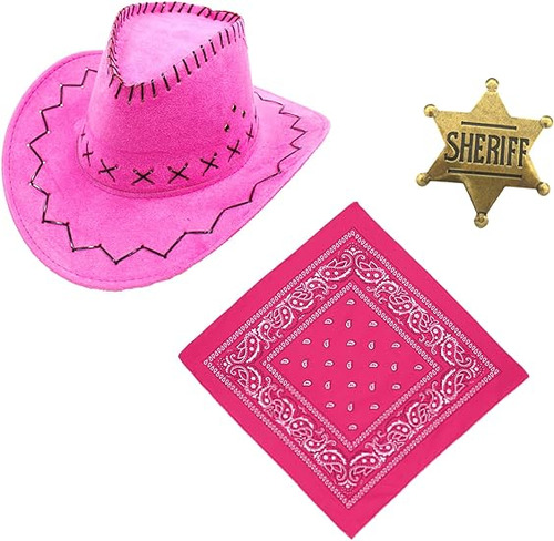 Sombreros Vaquero Con Sheriff Y Pañuelo Cachemira Disfraz Ha