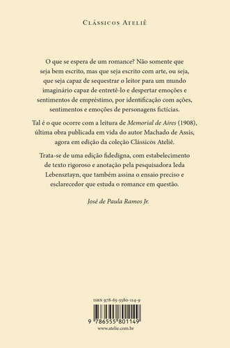 Memorial De Aires, De Machado De Assis., Vol. 1. Editorial Ateliê Editorial, Capa Mole Em Português