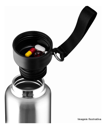 Garrafa Em Inox Parede Dupla 500ml Com Copo Vermelha