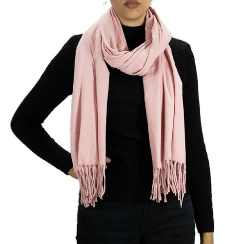 Cachecol Cashmere Echarpe Feminino Pashmina Liso Frio Moda Cor Rosa Tamanho Único