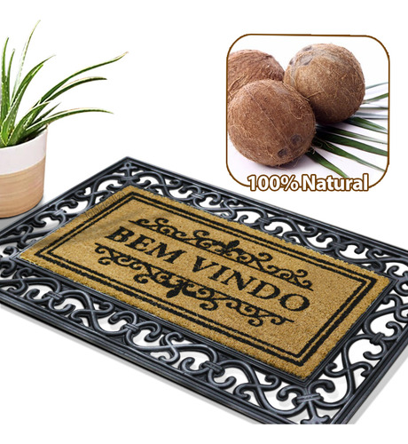 1 Tapete Porta Capacho Fibra Coco Antiderrapante 45x75 Im1pr