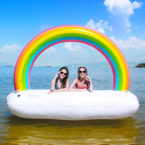 Inflable Colchoneta Nube Arcoiris Gigante Para Pileta+cuotas