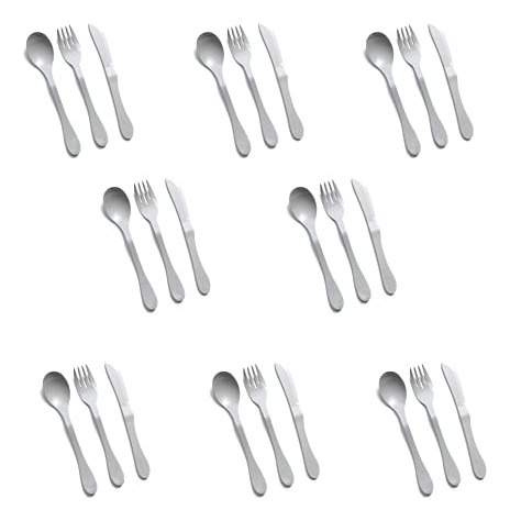 Juego De Cubiertos Reutilizables De Bambú 24 Piezas Gris