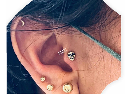 Broquel Importado Una Pieza Calavera Tragus Oro 10k