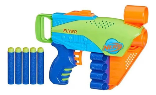 Lanzador De Dardos Nerf Elite Jr Flyer Hasbro 5 Dardos