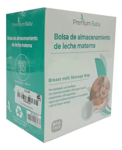 Bolsas Almacenamiento Leche Materna Premium Baby 50 Unid
