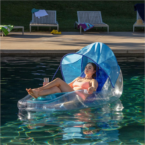Flotador P/ Piscina Swimways C/toldo, Reposapiés Y Portavaso
