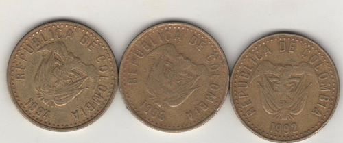 Colombia Lote De 3 Monedas De 100 Pesos Km 285.1