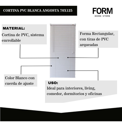 Cortina Pvc Blanca Angosta 70x125