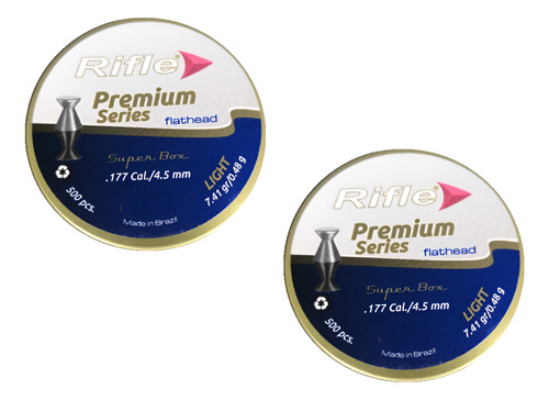 Balines Rifle Flathead Sb 4,5mm (.177) X500 7,41gr  2 Latas