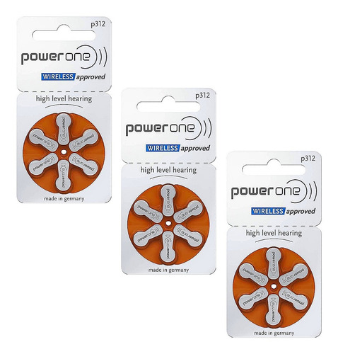 Power One 3 Paquetes C/ 6 Piezas # 312 Pila Auditiva Pr41