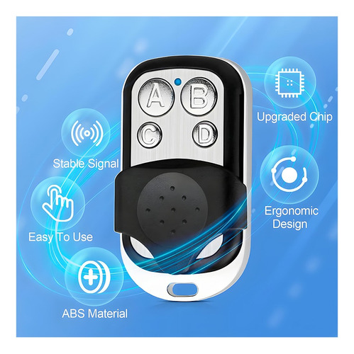 2pcs Controles Remoto Universal Puertas Automáticas 433mhz Negro