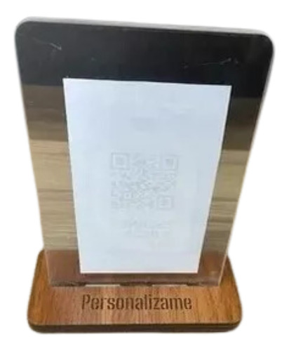 Porta Menu Qr Acrilico Con Base De Madera