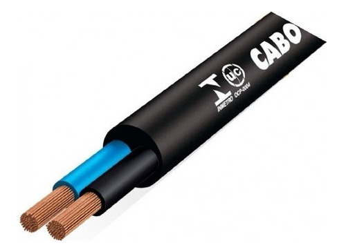 Cabo Pp De Energia Preto Capa Dupla 2x4,00mm Com 10 Metros