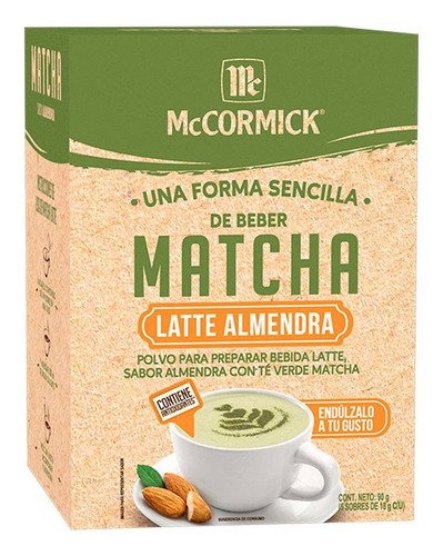 Té McCormick Matcha Sabor Almendra 5 Sobres 90g