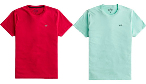 Paquete 2 Playeras Hollister Originales Logo Bordado