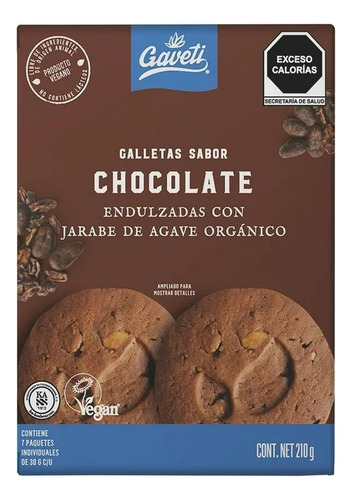 2 Pza Galletas Gaveti Con Avena Sabor Chocolate Con 7 Paquet