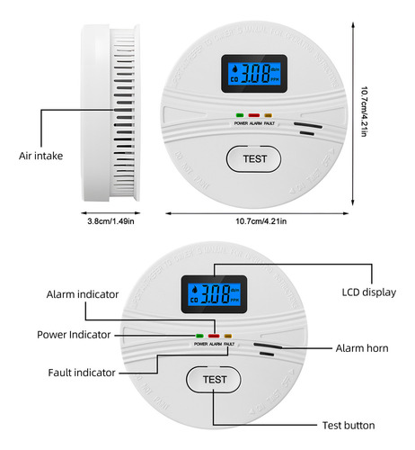 Detector De Humo Con Alarma De Gas, Detectores De Monóxido D
