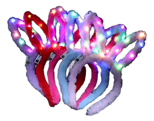 10 Pcs Orejas De Peluche Conejo Con Luz Led Colores