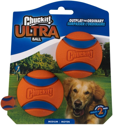 Chuckit! Ultra Ball, Pelota Para Perro (6,4 Cm) 2 Unidades Color Naranja