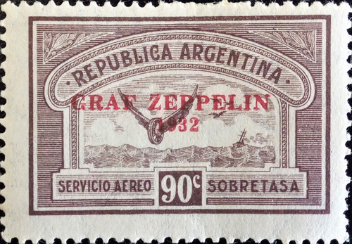 Argentina Aviones, Aéreo Gj 722 90c Zeppelin 32 Mint L14649