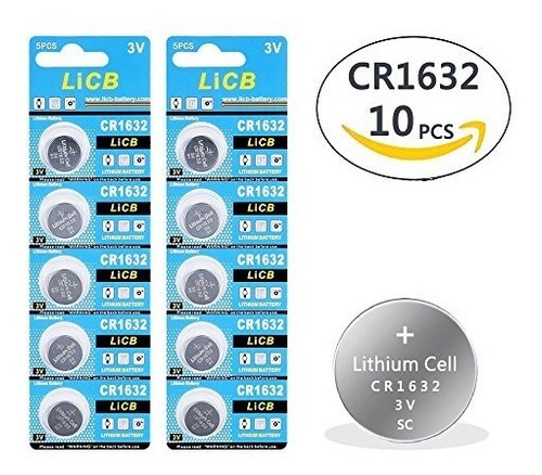 Licb 10 Pack Cr1632 3v Batería De Litio Cr 1632