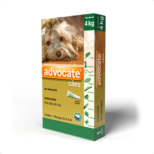 Advocate 2 Pipetas Antipulgas Cães Até 4kg Elanco
